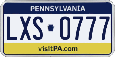 PA license plate LXS0777
