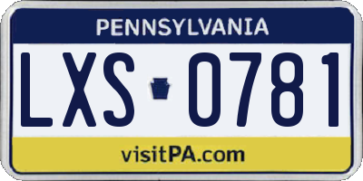 PA license plate LXS0781