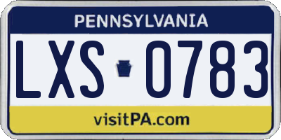 PA license plate LXS0783