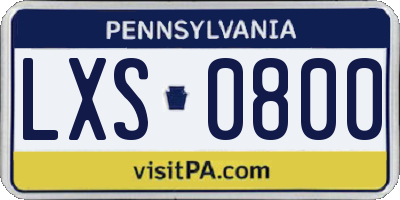 PA license plate LXS0800