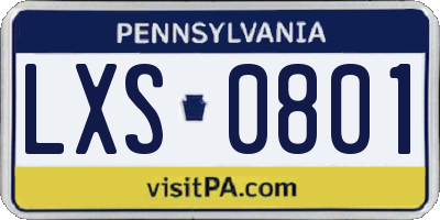 PA license plate LXS0801