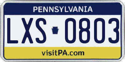 PA license plate LXS0803