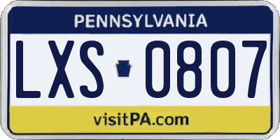 PA license plate LXS0807