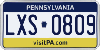 PA license plate LXS0809