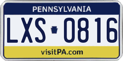 PA license plate LXS0816