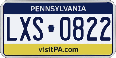 PA license plate LXS0822