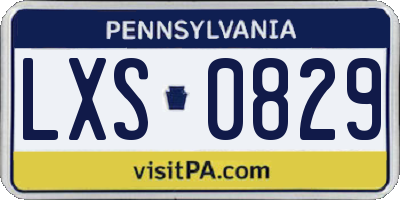 PA license plate LXS0829