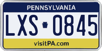 PA license plate LXS0845