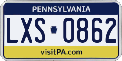 PA license plate LXS0862