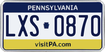 PA license plate LXS0870