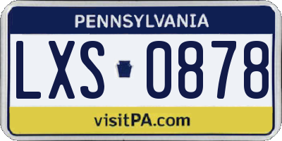 PA license plate LXS0878