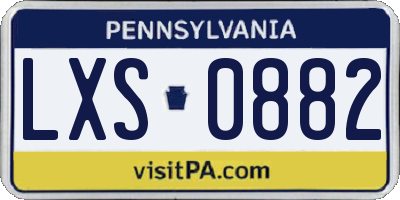 PA license plate LXS0882