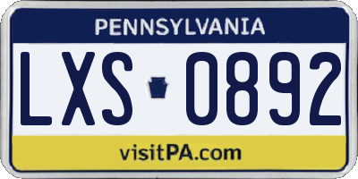 PA license plate LXS0892