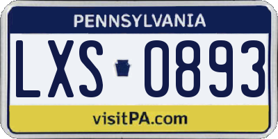 PA license plate LXS0893