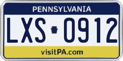 PA license plate LXS0912