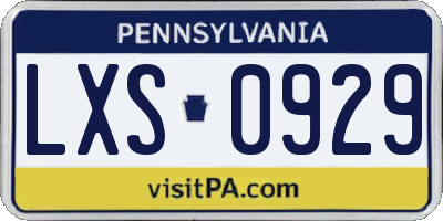 PA license plate LXS0929