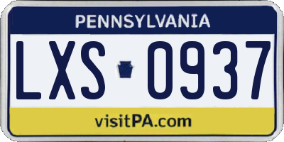 PA license plate LXS0937
