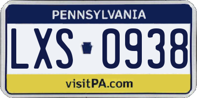 PA license plate LXS0938