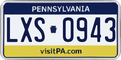 PA license plate LXS0943