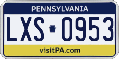 PA license plate LXS0953