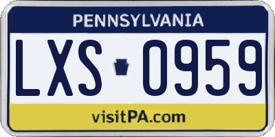 PA license plate LXS0959