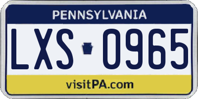 PA license plate LXS0965