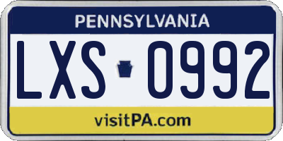 PA license plate LXS0992