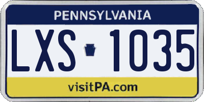 PA license plate LXS1035