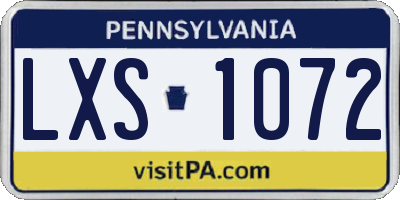 PA license plate LXS1072