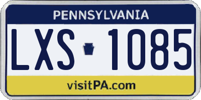 PA license plate LXS1085