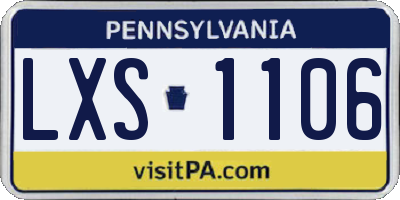 PA license plate LXS1106