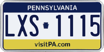 PA license plate LXS1115