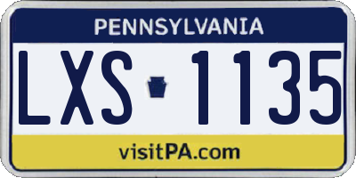 PA license plate LXS1135
