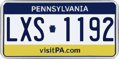 PA license plate LXS1192