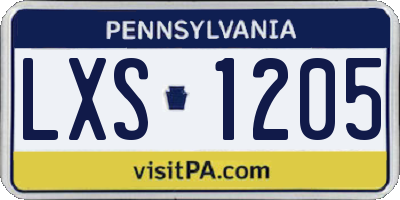 PA license plate LXS1205