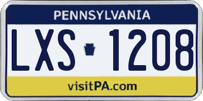 PA license plate LXS1208