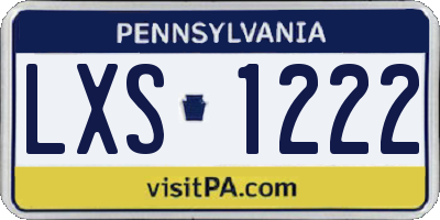 PA license plate LXS1222