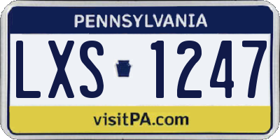 PA license plate LXS1247