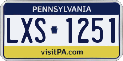 PA license plate LXS1251