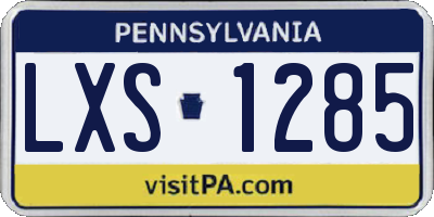 PA license plate LXS1285