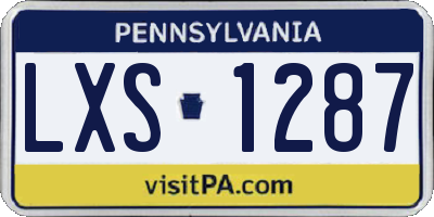 PA license plate LXS1287