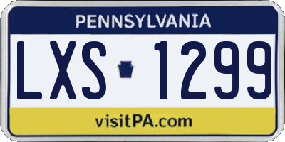 PA license plate LXS1299