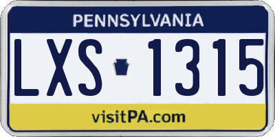 PA license plate LXS1315