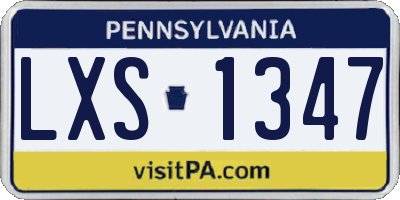 PA license plate LXS1347