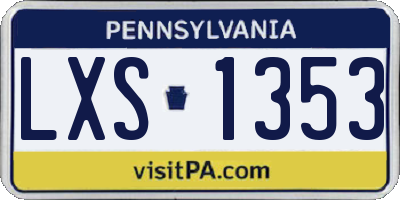 PA license plate LXS1353