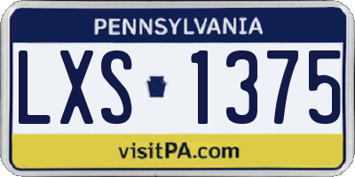 PA license plate LXS1375