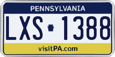 PA license plate LXS1388