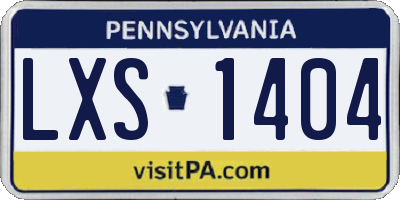 PA license plate LXS1404