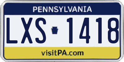 PA license plate LXS1418