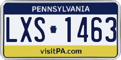 PA license plate LXS1463